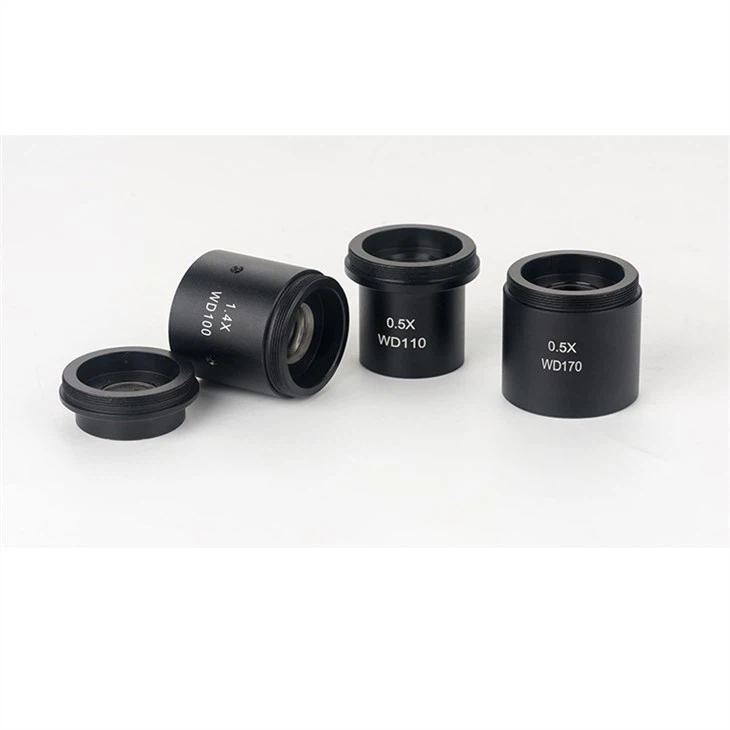 Monocular zoom continuous stereo video microscope additional objective lens